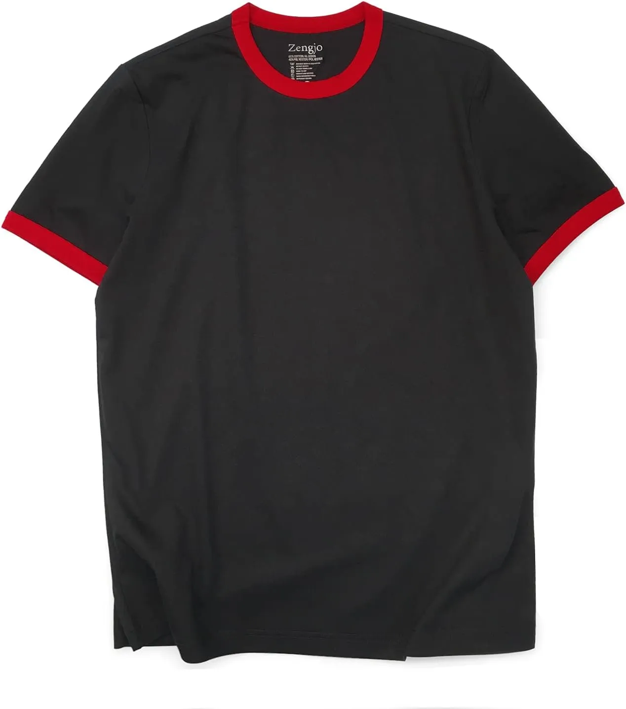 Zengjo Men's Ringer Tee Crewneck Athletic T Shirts Short Sleeve Sport Shirt for Men