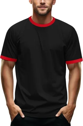 Zengjo Men's Ringer Tee Crewneck Athletic T Shirts Short Sleeve Sport Shirt for Men
