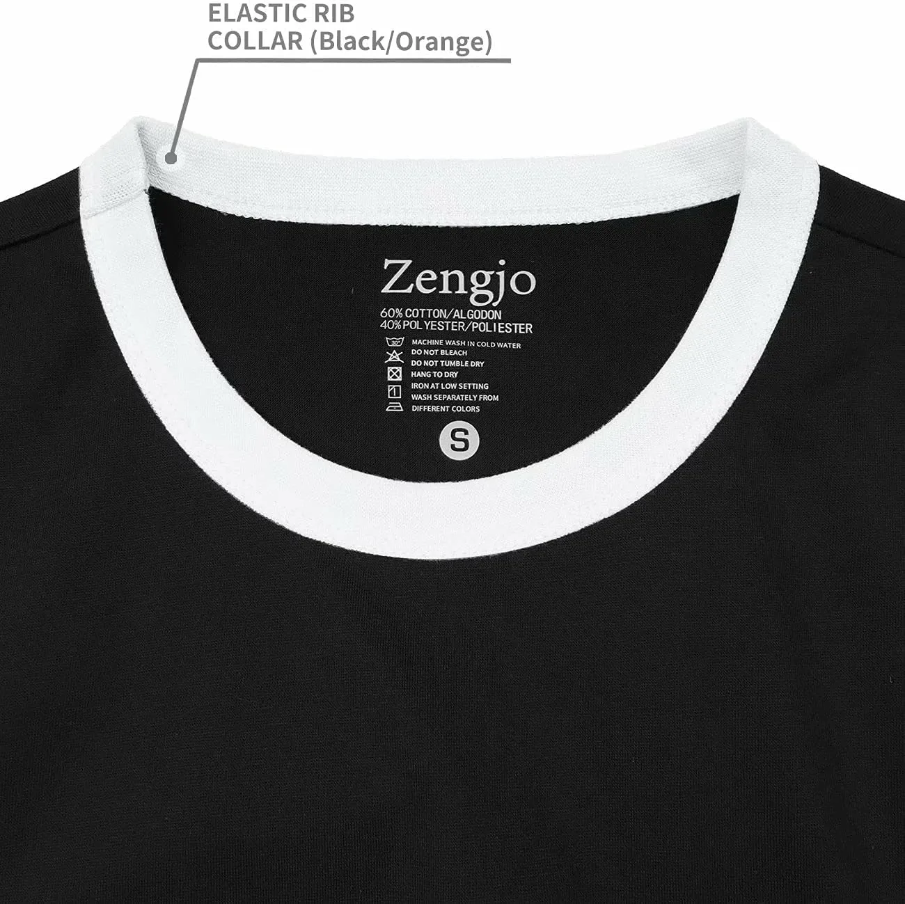 Zengjo Men's Ringer Tee Crewneck Athletic T Shirts Short Sleeve Sport Shirt for Men