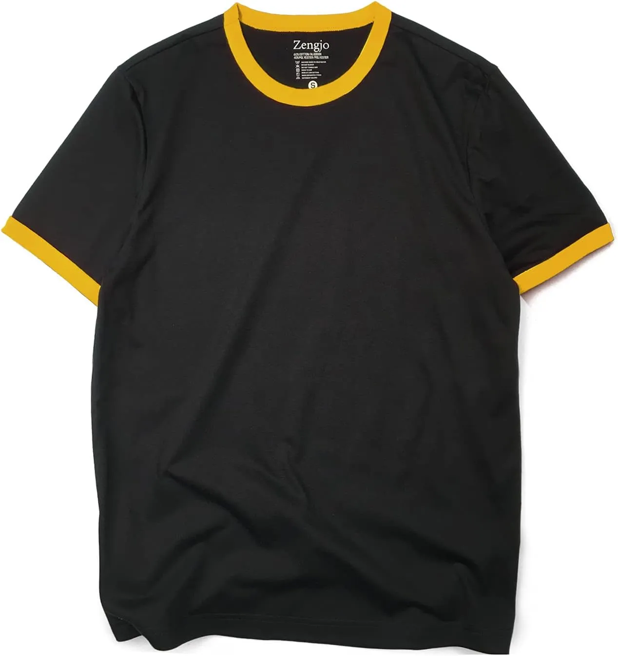 Zengjo Men's Ringer Tee Crewneck Athletic T Shirts Short Sleeve Sport Shirt for Men