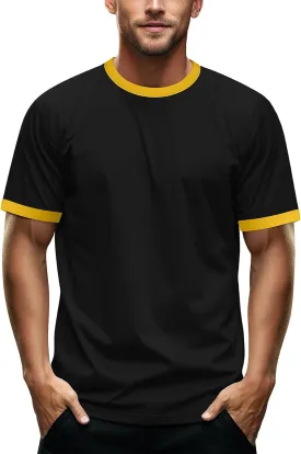 Zengjo Men's Ringer Tee Crewneck Athletic T Shirts Short Sleeve Sport Shirt for Men