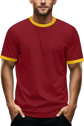 Zengjo Men's Ringer Tee Crewneck Athletic T Shirts Short Sleeve Sport Shirt for Men