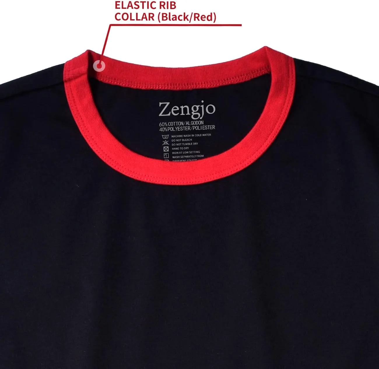 Zengjo Men's Ringer Tee Crewneck Athletic T Shirts Short Sleeve Sport Shirt for Men