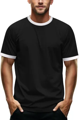Zengjo Men's Ringer Tee Crewneck Athletic T Shirts Short Sleeve Sport Shirt for Men