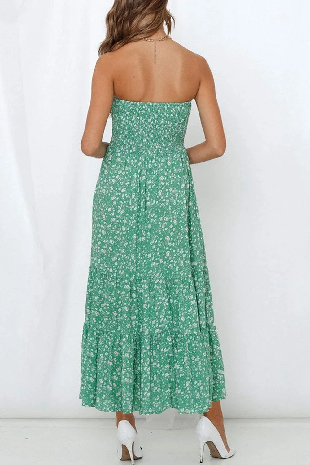 ZESICA Women's Summer Strapless Dress Off Shoulder Sleeveless High Waist Solid Color Beach Long Dresses