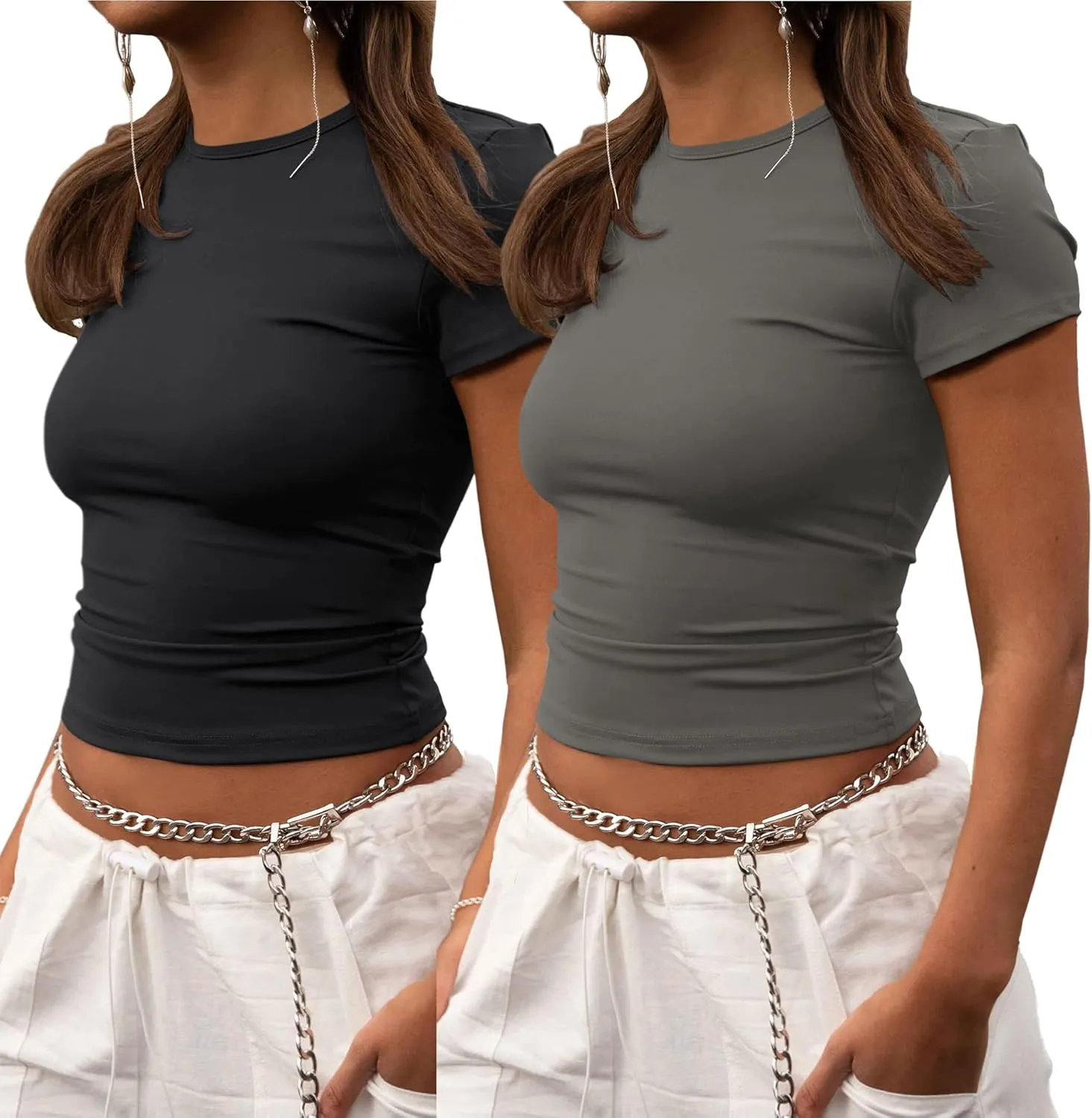 ZHENWEI Crop Workout Tops for Women Pack Summer Short Sleeve Gym Athletic Compression Shirts Cute Tight Basic Tops Tee
